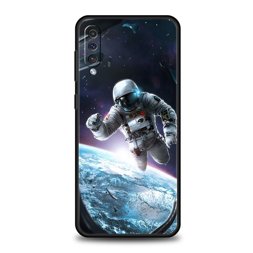 Cute Astronaut Moon Phone Case For Samsung Galaxy A12 A32 A50 A70 A20E A20S A10 A10S A22 A30 A40 A42 A52 5G A02S A04s Soft Cover