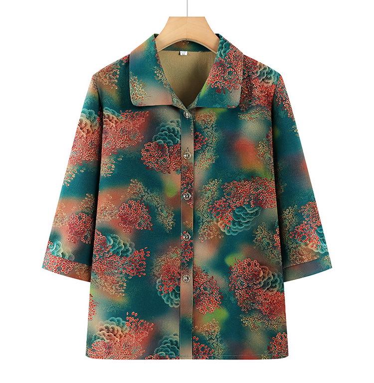 

Women s Spring/Summer Long Sleeve Cardigan Shirt for Middle-Aged Moms & Grandmas 5XL (recommended 145-155 jin) зелений