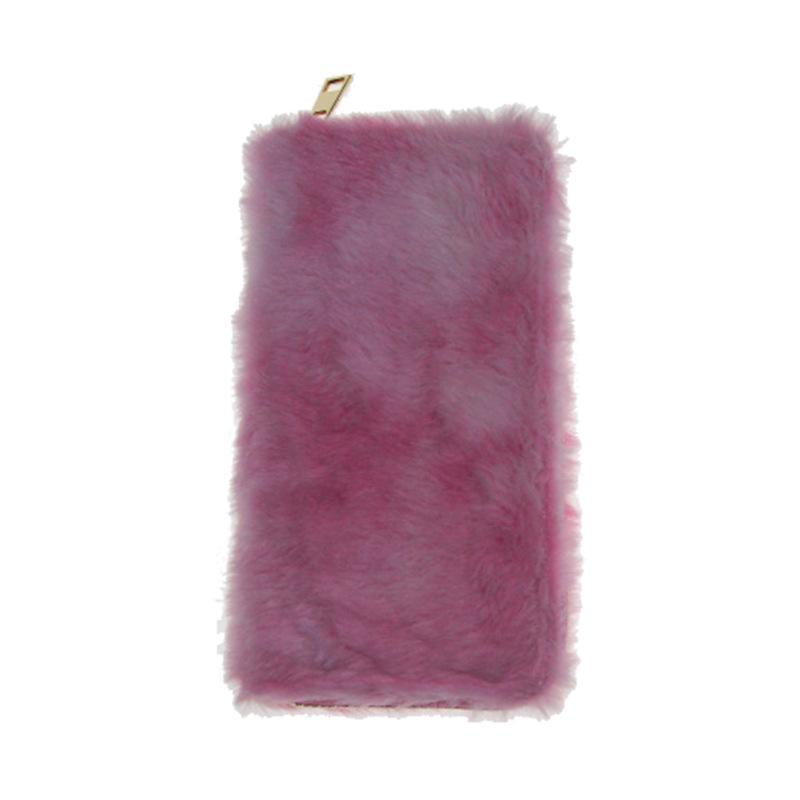 New plush tie-dye gradual change color long zipper wallet, wallet