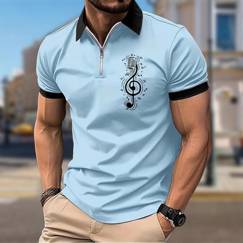 

Мужская рубашка поло повседневная на молнии с коротким рукавом модная повседневная на молнии лето весна стандартный крой Примечание 3D принт рубашка 8XL белый