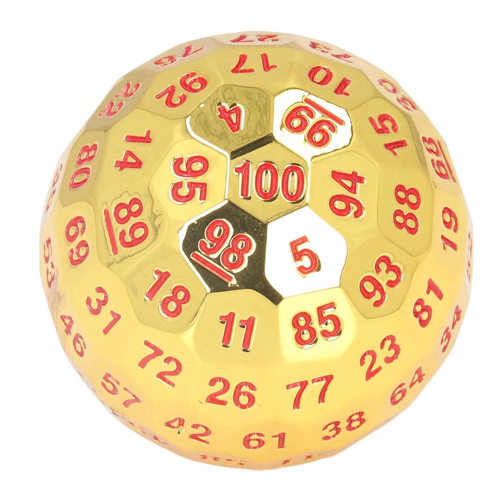 100 Sides Polyhedral Number Dice Metal 5cm Diameter Easy to Read with Velvet Bag for Over 14 Years Old