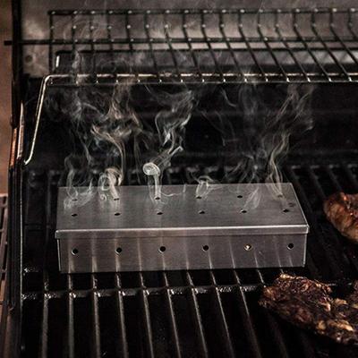 Begasungsbox aus Edelstahl, Grillraucherzeuger für Gas-/Holzkohlegrills, Kochzubehör für Grillen im Freien, zu Hause, auf der Terrasse