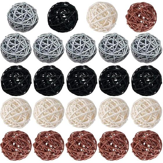 15 Pieces Wicker Rattan Balls Decorative Orbs Vase Fillers for Craft, Party, Wedding Table Decoration, Baby Shower, Aromatherapy Accessories, 2 Inch