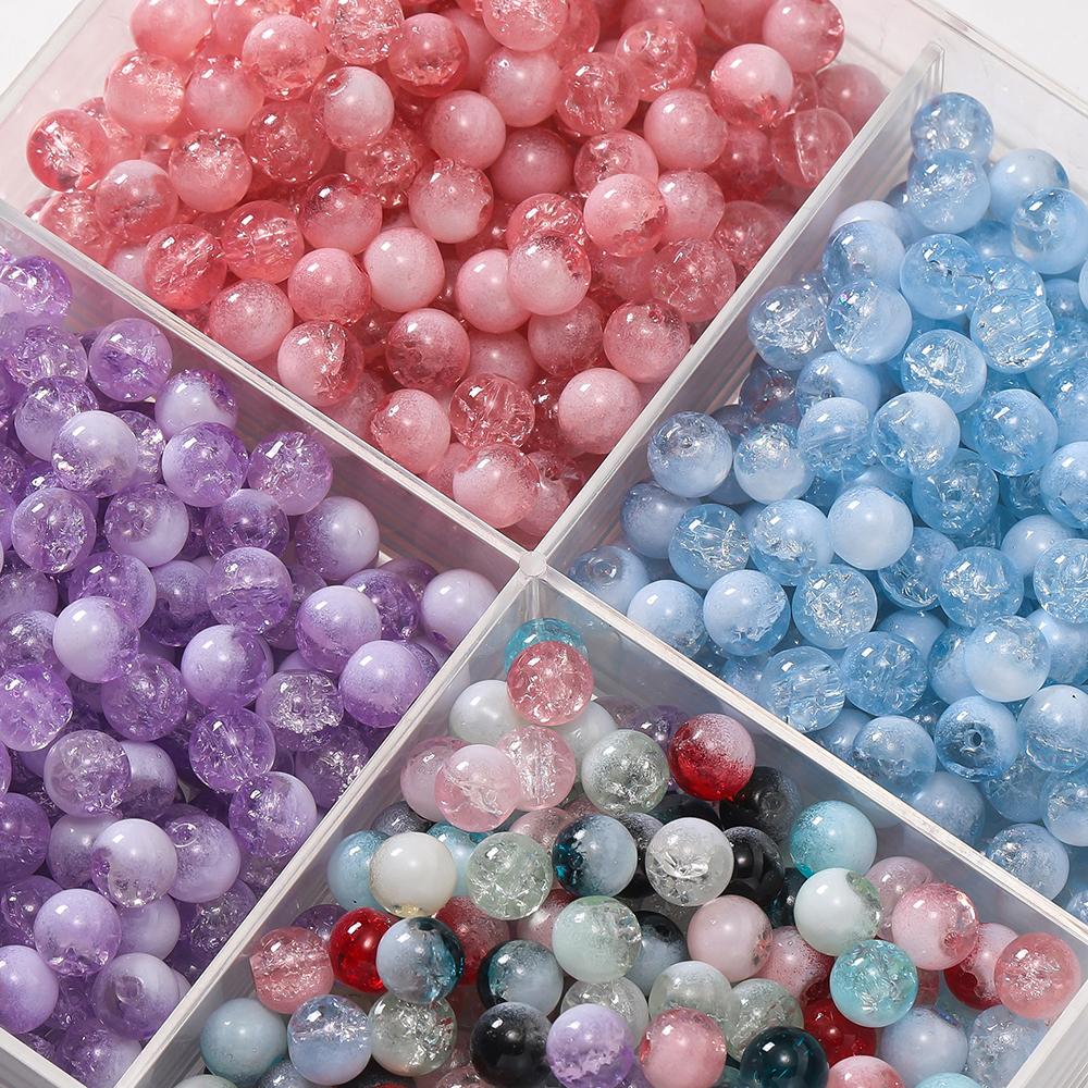 20pcs/Lot 8mm 10mm Mixed Colorful Glass Crushed Beads Loose Spacer Beads for Jewelry Making DIY Bracelet Necklace Accessories