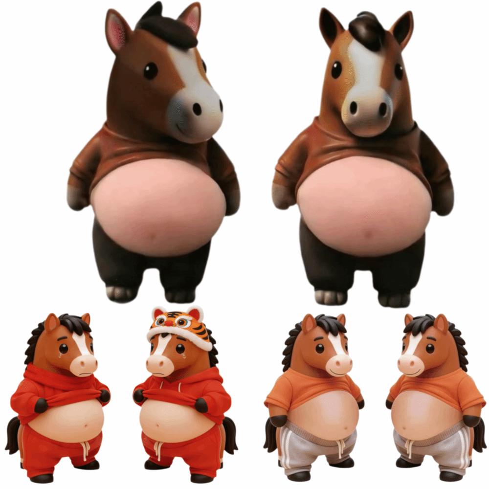 Cartoon Horse Stickers Horse Belly Sticker Squeezeable 3D Stickers Anti-Collision Pads Multifunctional Silicone Self-Adhesive