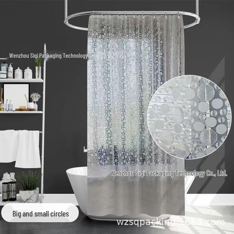 Waterproof PEVA Diamond Shower Curtain - No-Drill Installation for Bathroom Partition