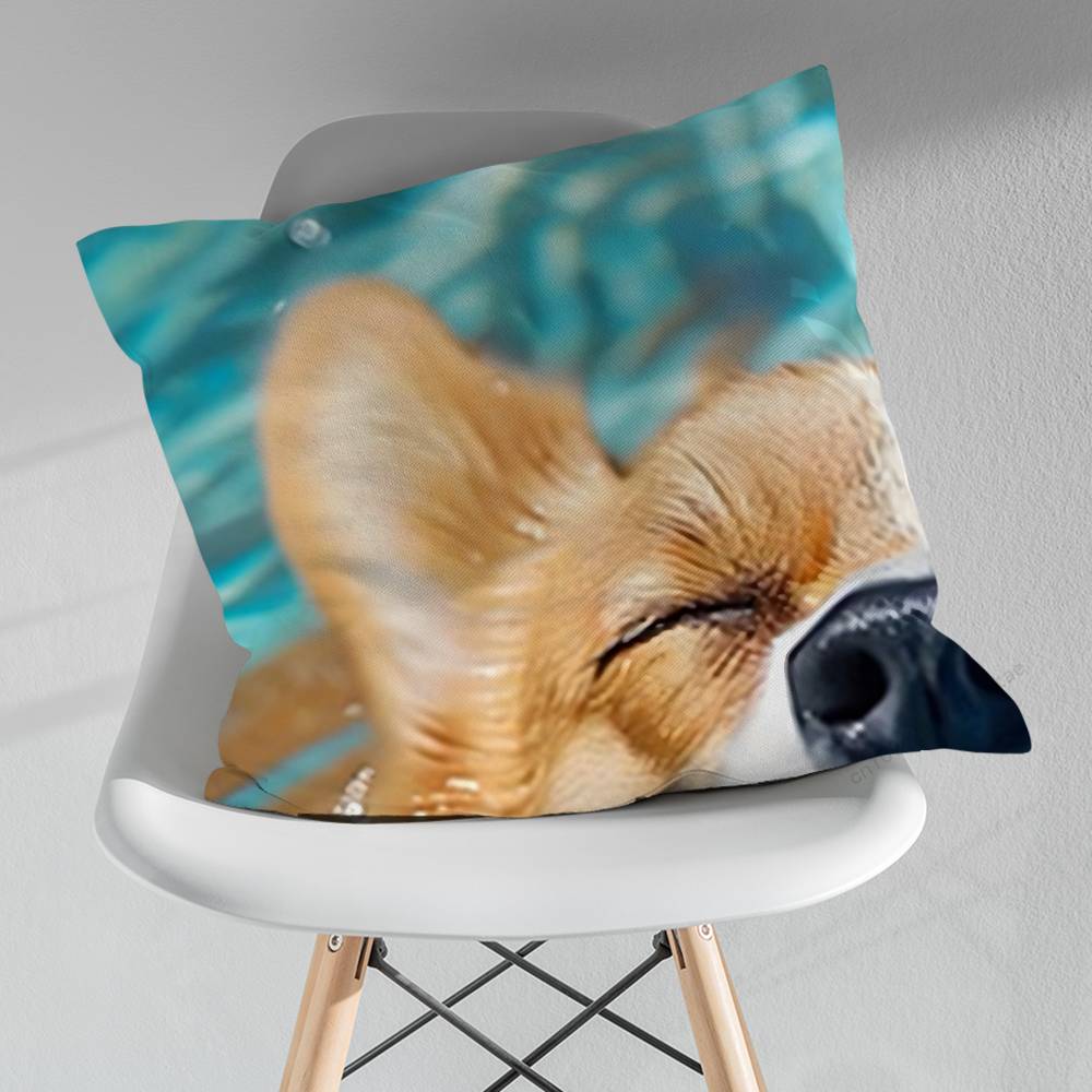 Cute Corgi Puppy pillow over living room sofa cushion cover home decoration bedroom room bed pillow cover