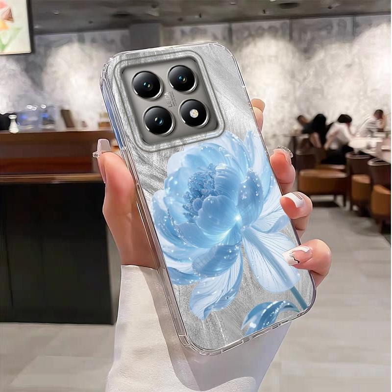 Luxury Blue Flowers Girls Women Phone Case For Xiaomi 14T 13T Pro 14Tpro 11 Lite 5G NE Shockproof Bumper Fundas Cover