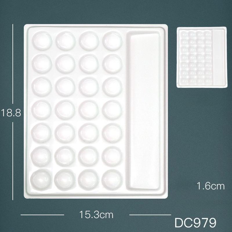 Premium Ceramic-Style Palette Oval/Square/Wave Shapes for Watercolor Mixing Artist-Grade Paint Tray