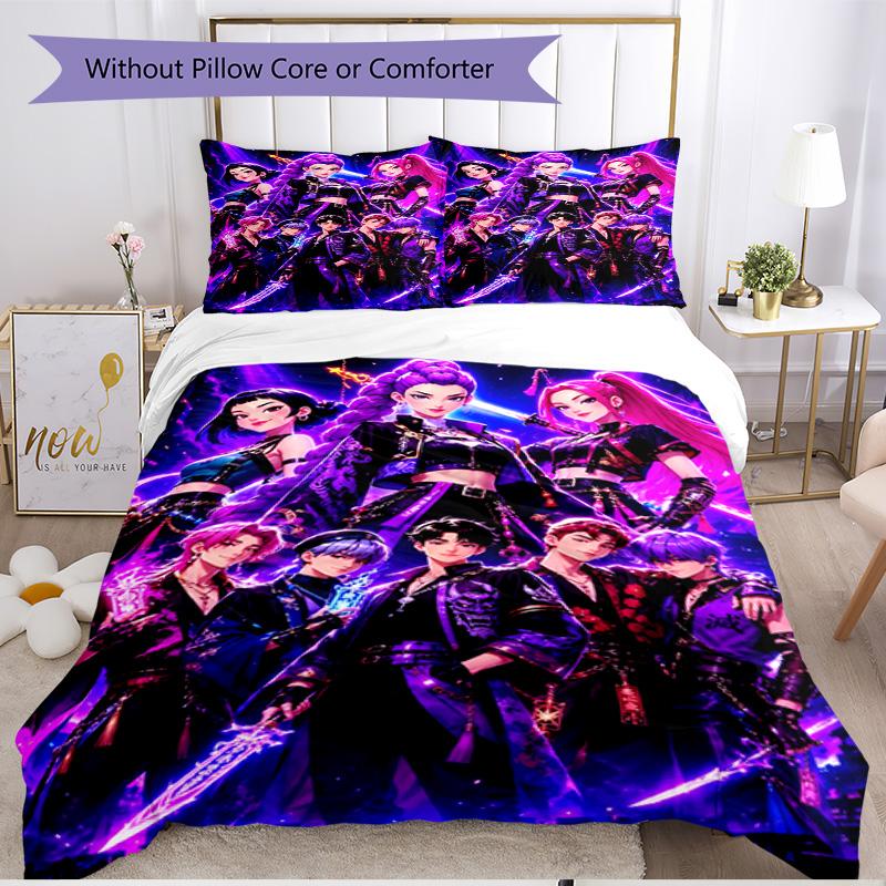 3pcs Duvet Cover Set (1*Duvet Cover + 2*Pillowcase, Without Core), KPop Demon Hunters Print Soft All‑Season Bedding Set, Home Bedroom Decor Gift