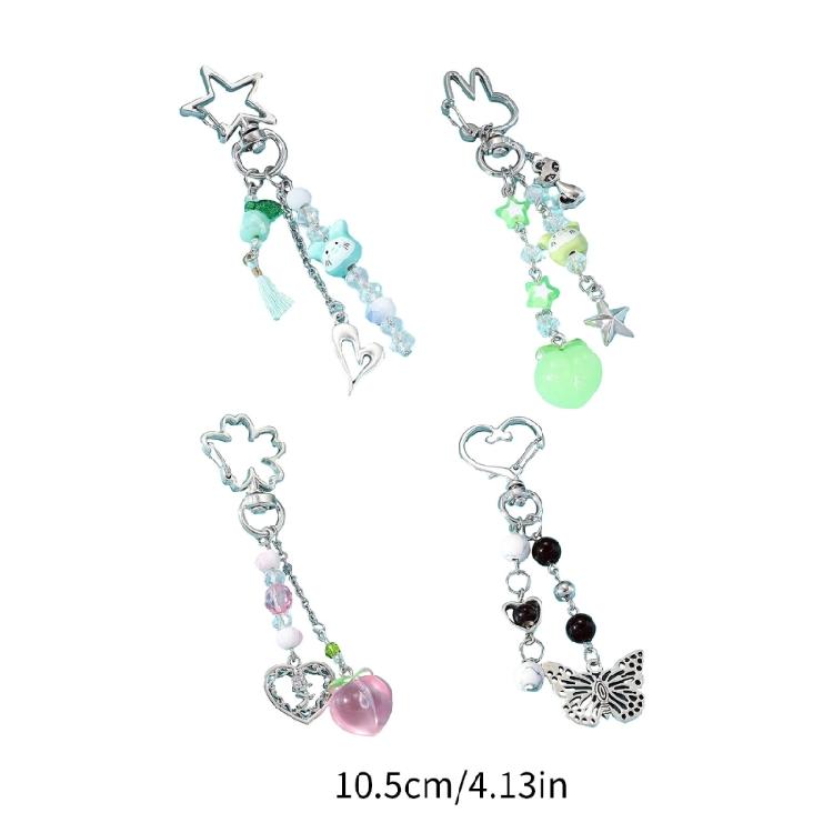 Butterflies Tassels Phone Lanyard Female Acrylic Beaded Phone Shell Pendant