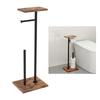 Strong Floor Standing Toilet Paper Owner Natural Wood Bathroom Tissue Storage Planner with Removable Shelf for Home Deck