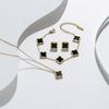 Simple Flat Double-sided Seashell Titanium Steel Four-leaf Clover Three-piece Jewelry Set Popular Online Clavicle Chain Necklace and Earrings