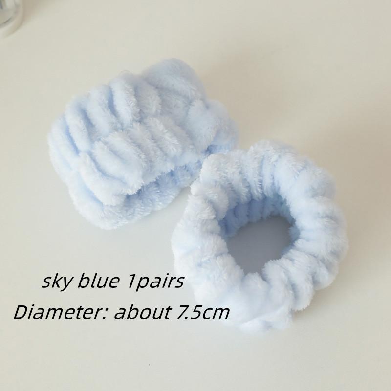 

Модный браслет из 2 предметов, одна пара, для мытья лица и запястья, впитывающий воду и пот, браслет для вытирания волос, влагостойкий рукав, защита запястья синий