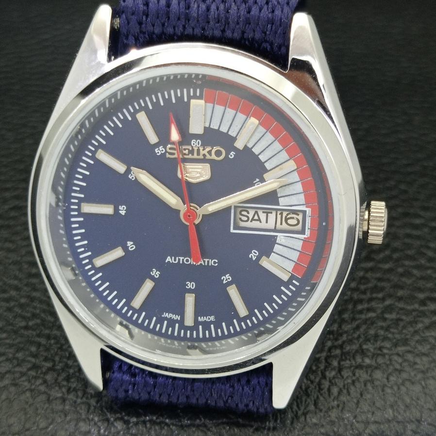 REFURBISHED VINTAGE SEIKO 5 AUTOMATIC JAPAN MENS D/D BLUE WATCH 528-a277002-12