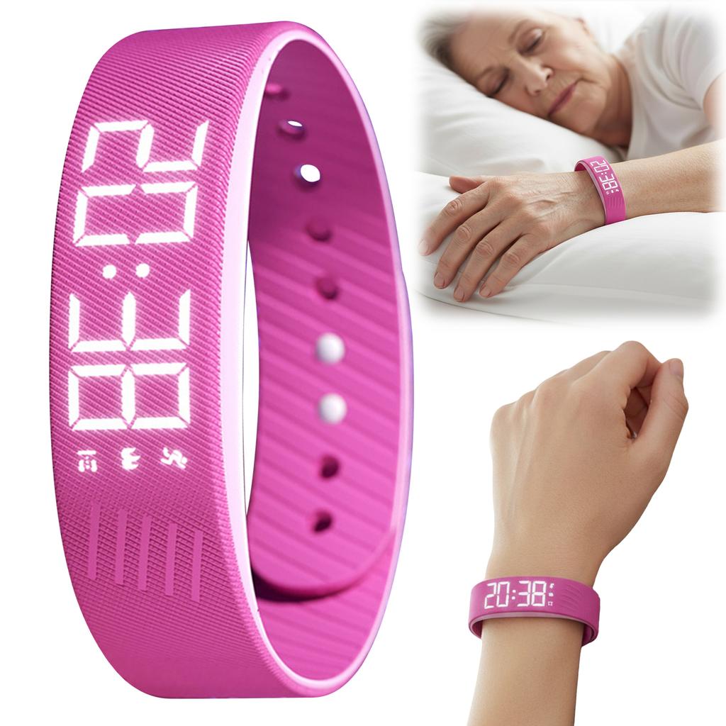 Smart Bracelet Vibrating Alarm Wristband Waterproof Silent Vibration Alarm Watch W/Step Counter Pedometer Gift for HeavySleepers