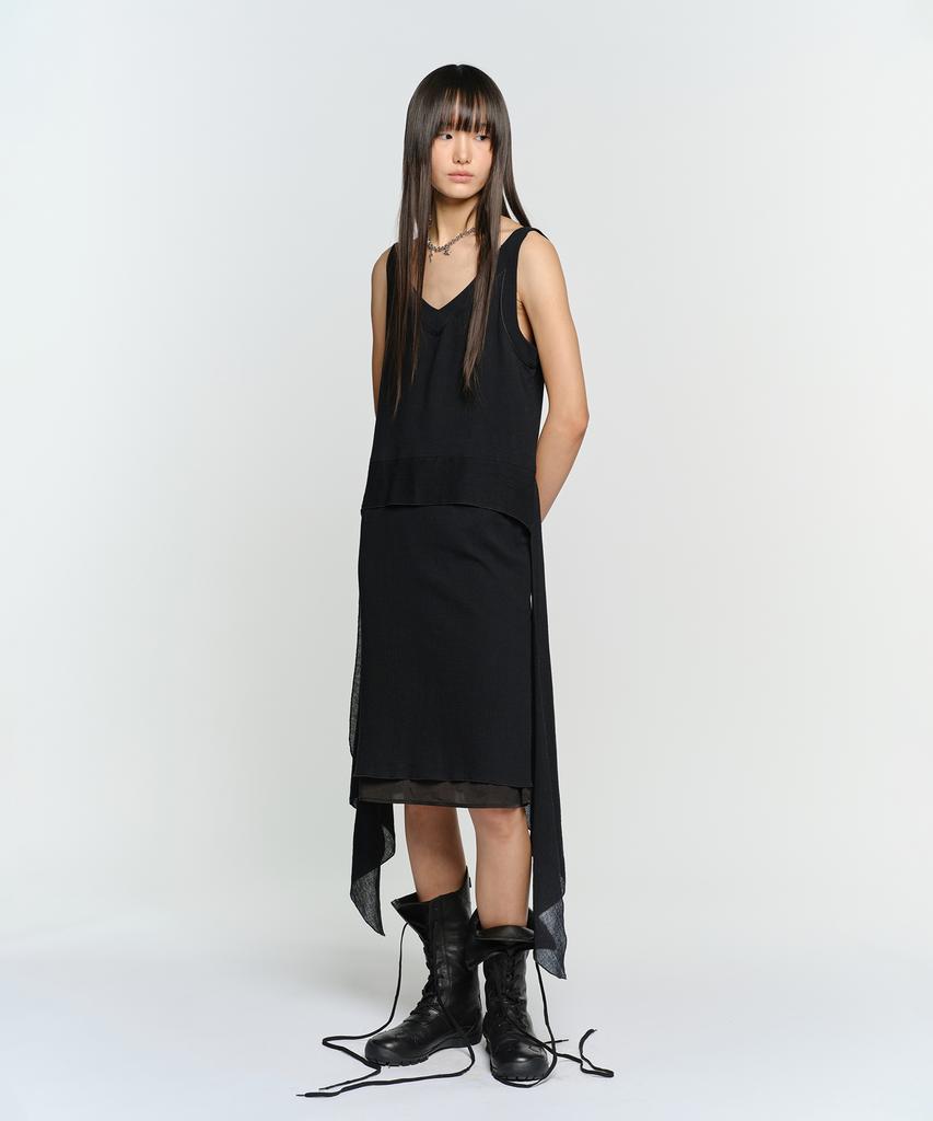 Sunburn Project Soft Gauze Layered One-Piece, Black