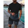 Fashionable new men's summer letter gradient print comfortable breathable round neck T-shirt shorts set outdoor casual clothing