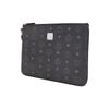 MCM Pochette Nera con Monogramma Visetos con Cinturino da Polso e Targhetta Argentata per Uso Quotidiano e Serale