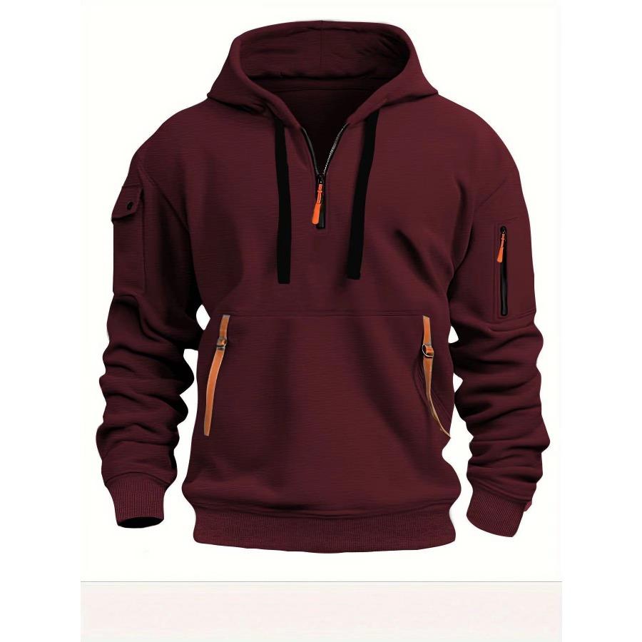 Autumn Men's Hoodies Winter Zipper Multi Pocket Sweatshirts Male Warm Clothes Hoodie Sports Leisure Sweatshirt