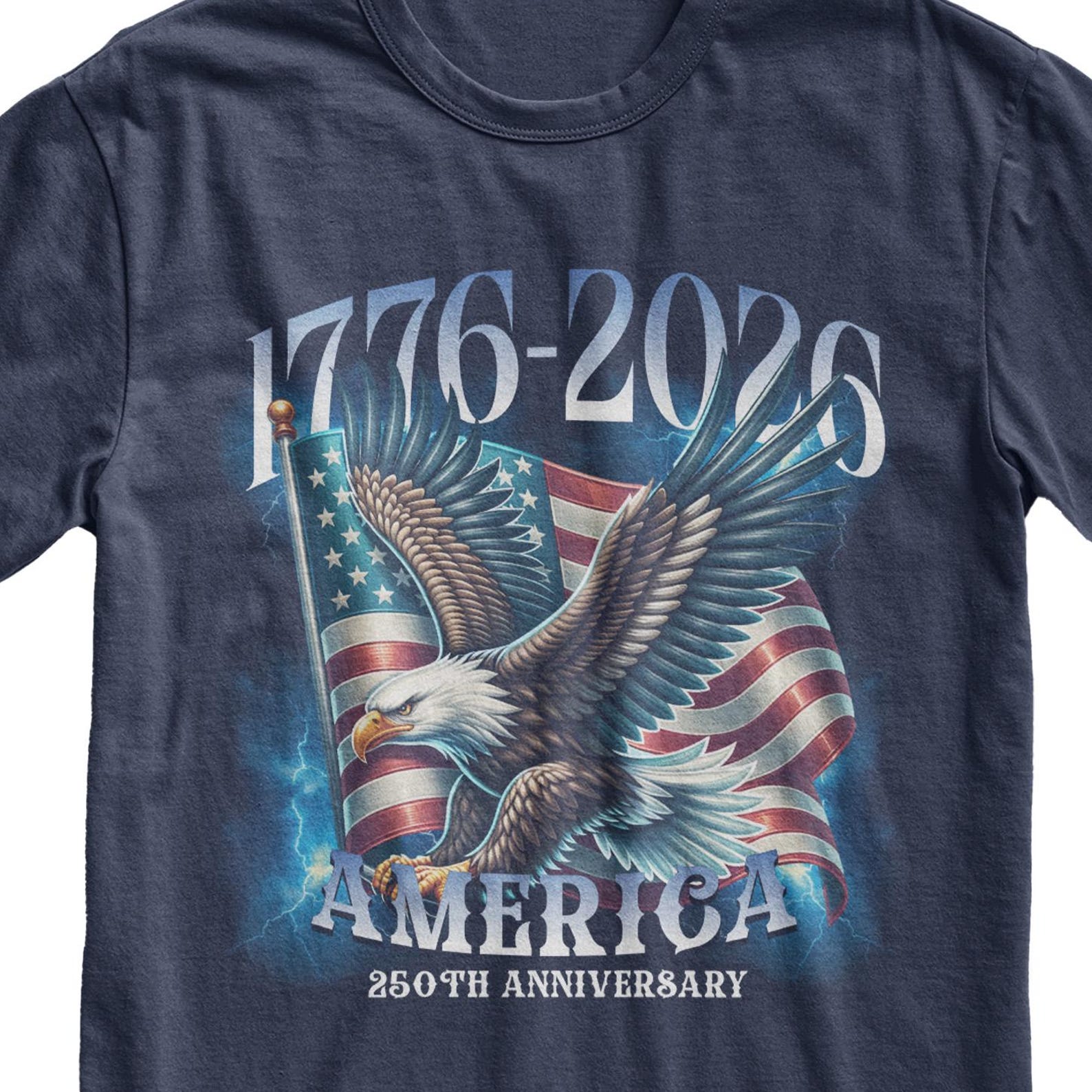 America 250th Anniversary T-Shirt, 1776 2026 Patriotic Eagle Tee M