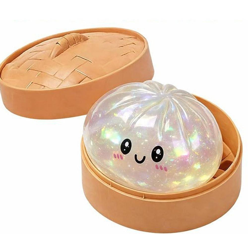 Glitter Dumplings Squishy Toy With Steamer Soft Squishy Toy Fidget Slow Resilience Stress Relief Sensory Ball
