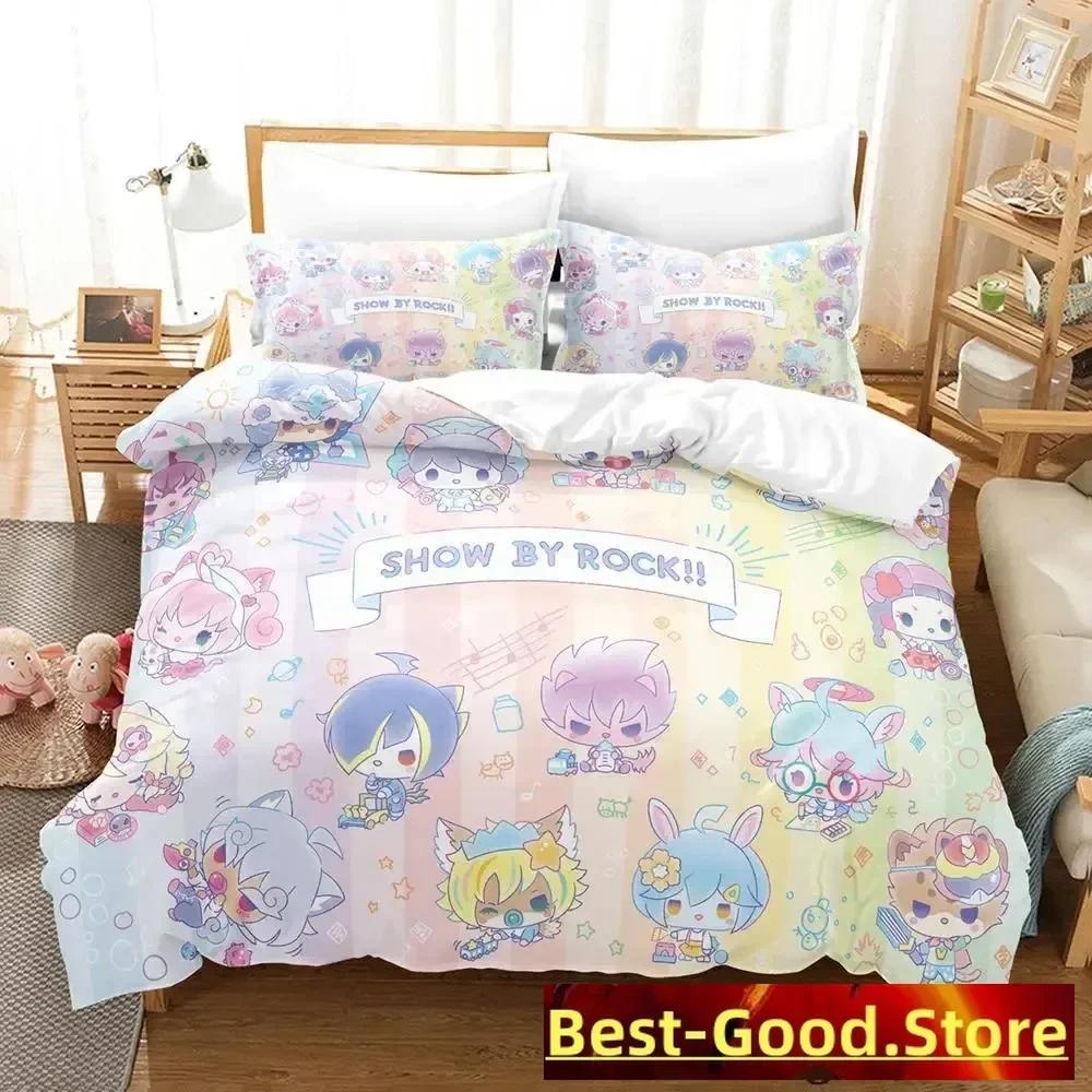 Show By Rock! Bedding Set Cartoon Anime Three-Piece Set Adult Kid Bedroom Duvetcover Sets 3D Kawaii Cute Girls