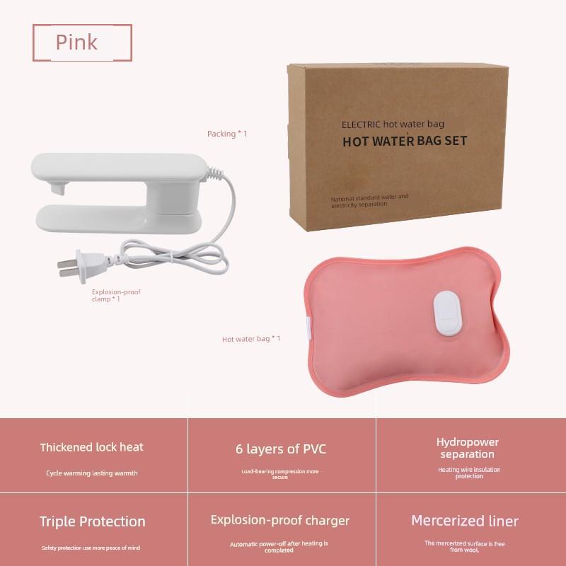 Mercerized Rechargeable Hot Water Bag Automatic Power off Explosion-Proof Hand Warming Product Waist and Belly Cervical Spine Warm Bed Warm Quilt