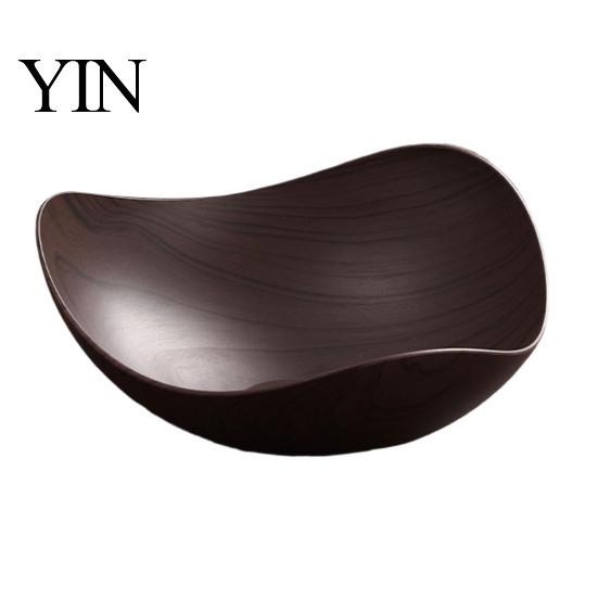 Imitation Wood Grain Plate Vintage Fruit Tray, Food-Grade Snack Candy Serving Plate, Thickened Wear Resistant Nestable Stackable BPA-free Bowl Storage