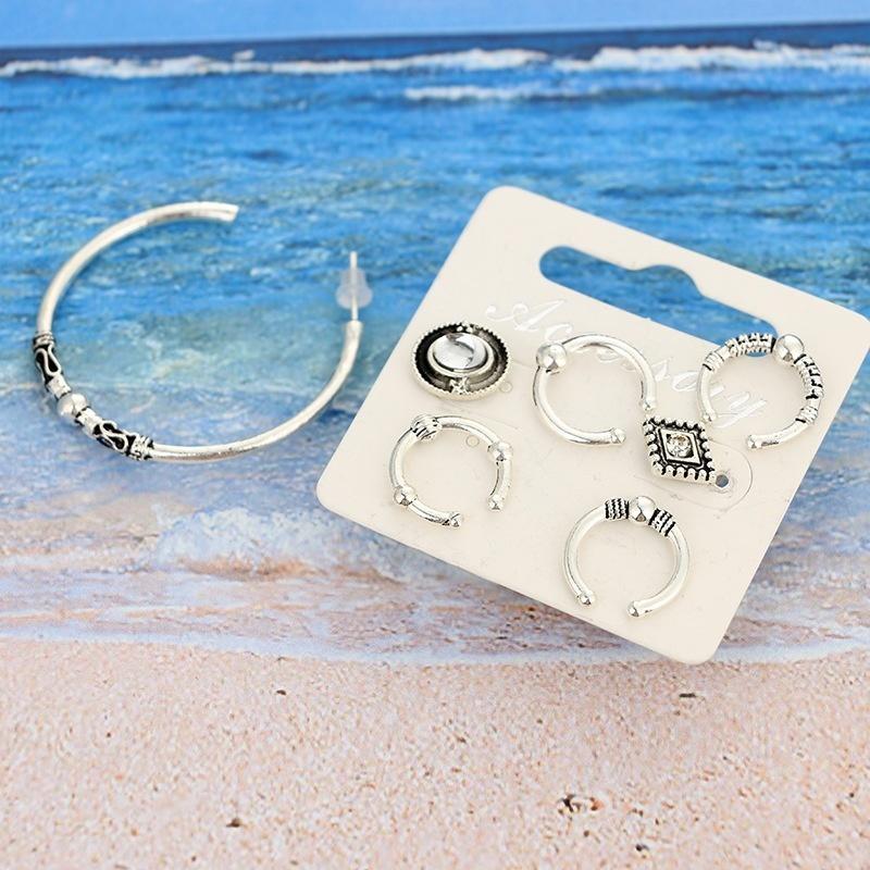 7 ks/sada Boho Charm Puzetové náušnice Dámské Punk Náušnice Klip Manžeta