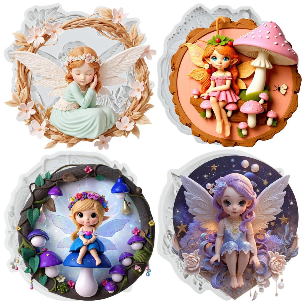 Flower Fairy Silicone Mold Butterfly Fairy Fondant Molds Cake Decorating Tools Cupcake Topper Candy Sugar Craft Gum Paste Polymer Clay