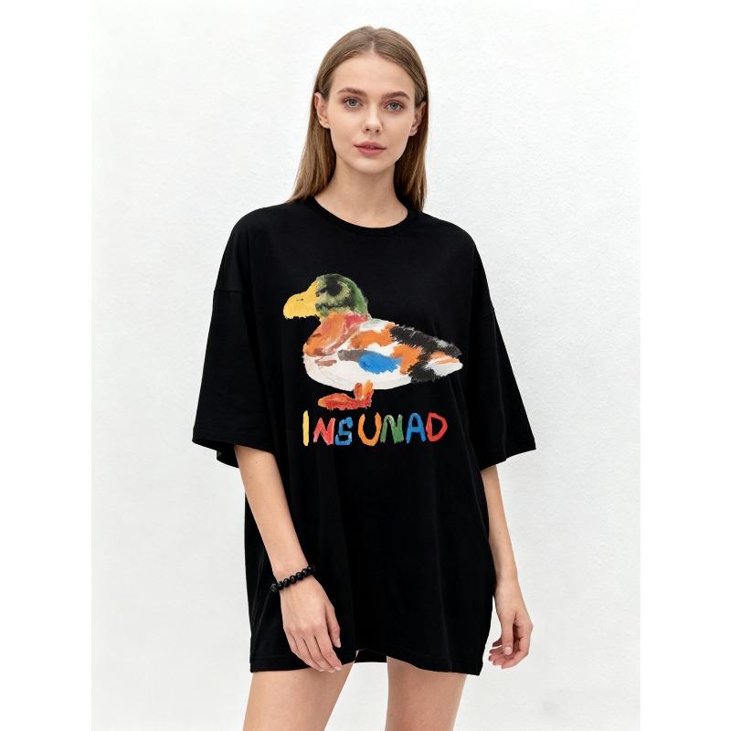 

Oversized T-Shirt Black Duck Print and INSUNAD Text Casual Streetwear XXXXL чорний