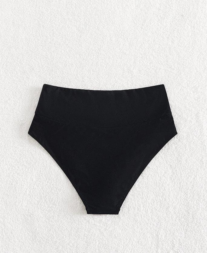 Braguitas de Baño Bodycon de Cintura Alta - Color Sólido, Estilo Vacacional Europeo y Americano Traje de Baño para Mujer