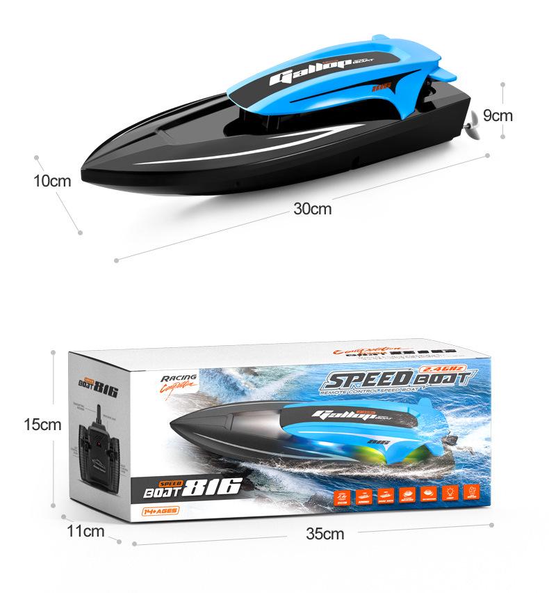 2.4G High-Speed Remote Control Waterproof Electric Speedboat with Lights for Kids