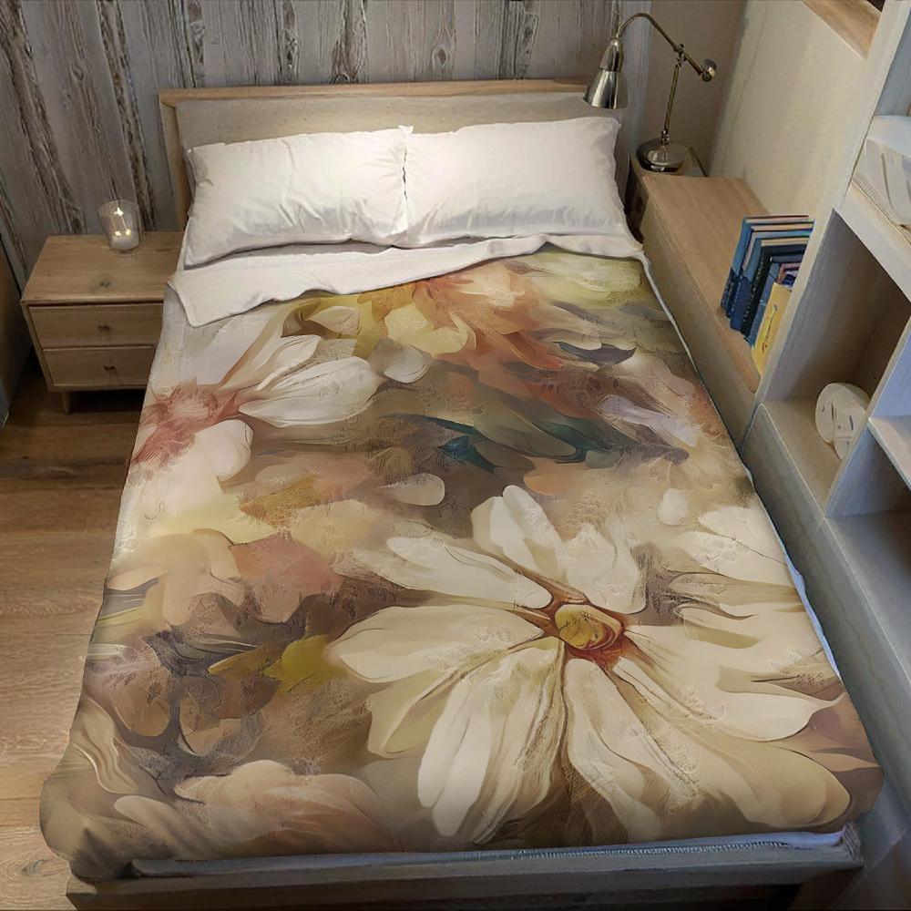 Creamy Petal Brush Flannel Blanket Warm Soft Halloween Christmas Couch Warm Cozy Decorative Decor Gift for All Season
