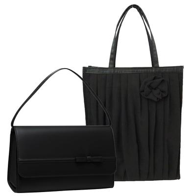 [Elegant and Elegant Two-Piece Set] Formal Tote Bag Set with Ribbon, Black, and Inner Pocket. Perfect for Entrance Ceremonies, Graduations, Entrance