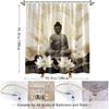 1pc Large Buddha Meditation Shower Curtain with Lotus Flower & Zen Buddhist rt - Beige/Brown/White Spiritual Bathroom Decor
