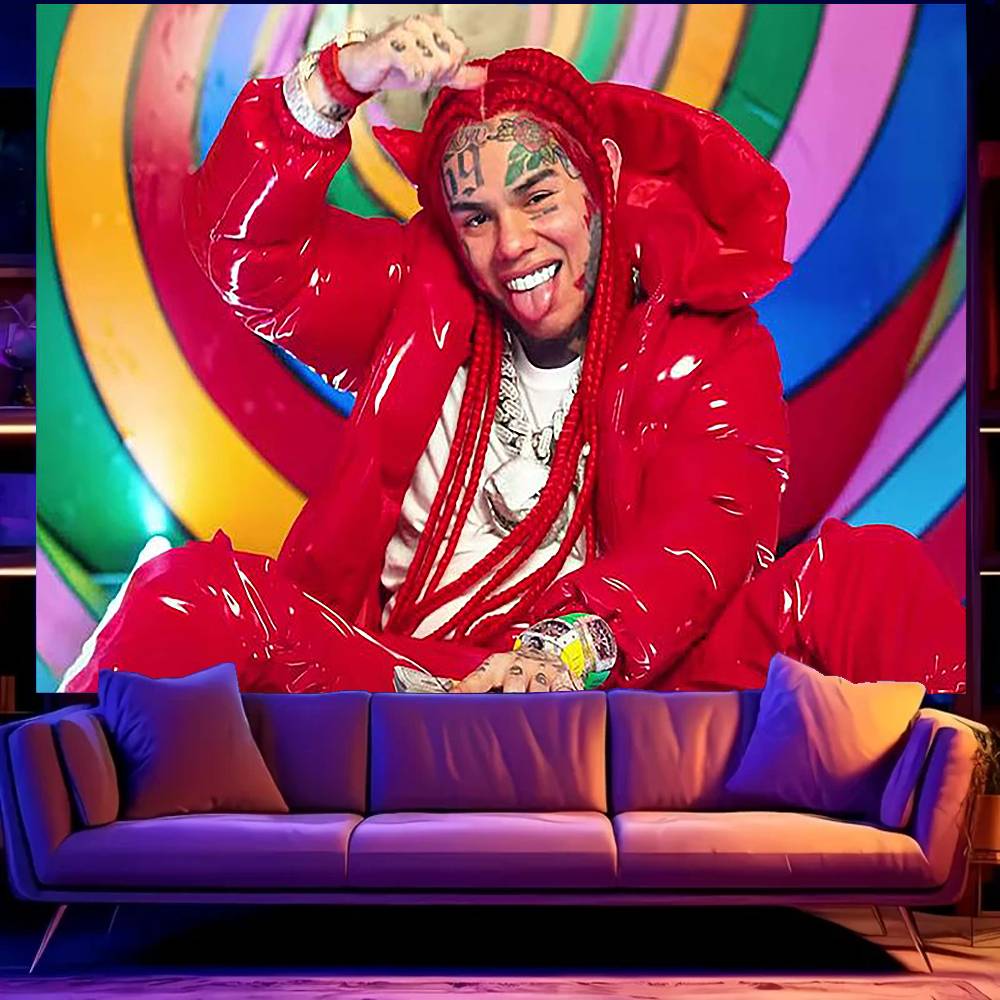 

RAPPER R6ix9ine Tapestry Print Large Tapestry Wall Hanging Wall Tapestry Decor Living Room Bedroom Home 74x94cm(29x37in)