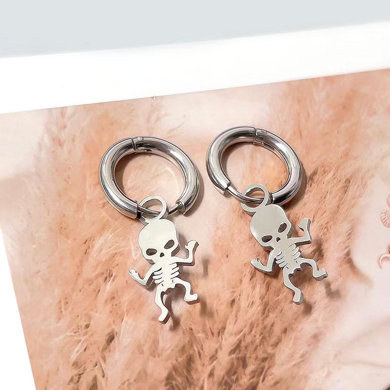 Trendy Titanium Steel Cat Ear Stud Earrings for Men & Women in Korean Punk Style