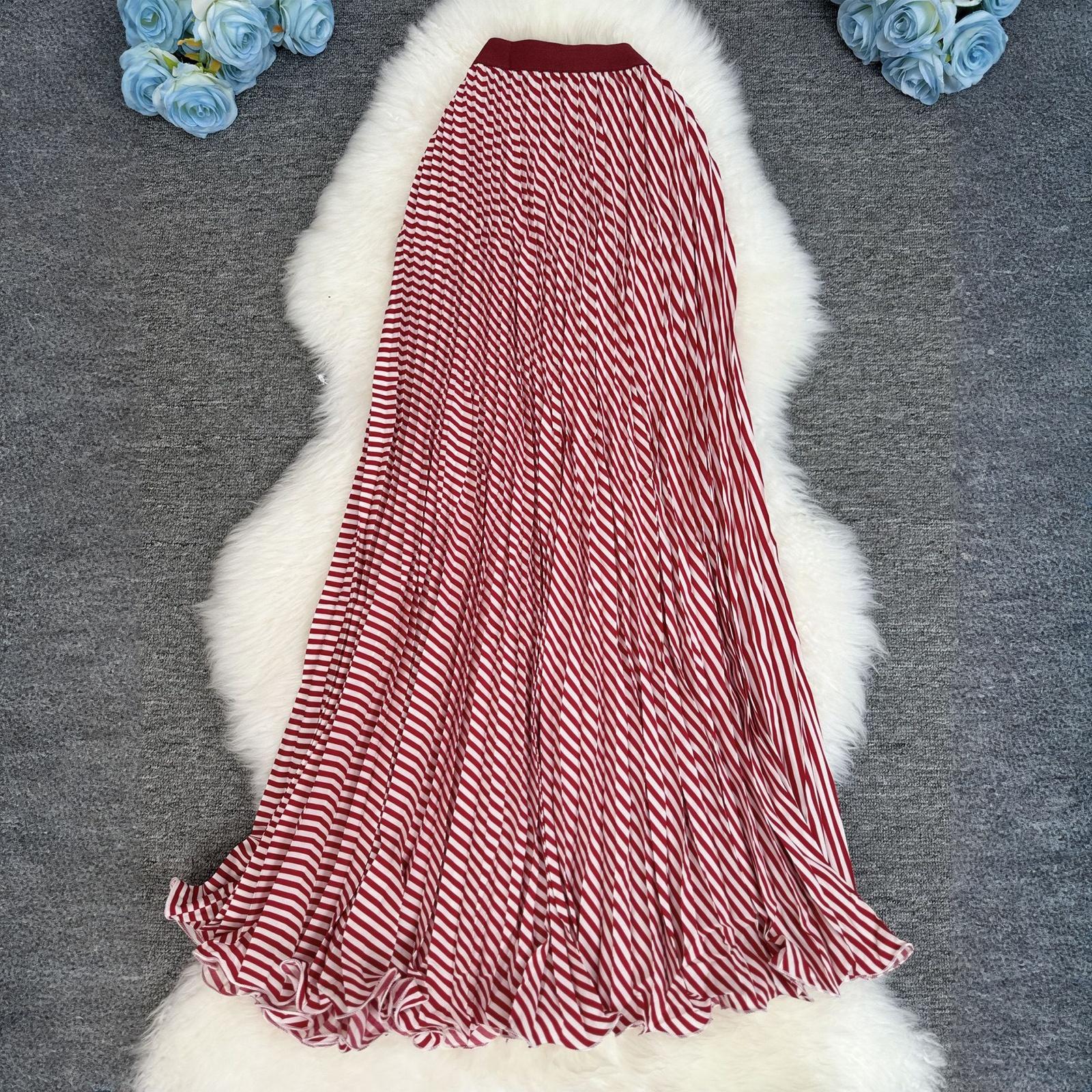 

Women s Fashionable Print Classic Versatile High Waist Temperament A-line Length Skirt One Size червоний