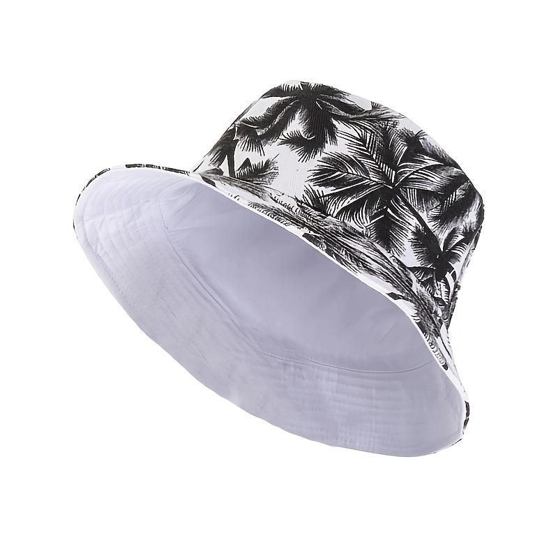 New Unisex Tropical Coconut Tree Print Personality Bucket Hats Fishermen Caps Outdoor Casual Cap Sunscreen Hat