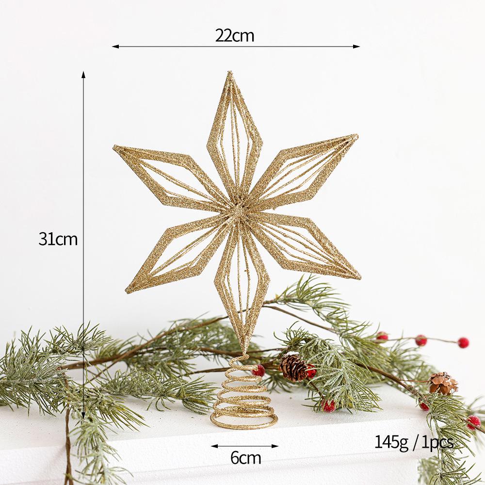 Luminous Wrought Iron Seven-Pointed Star LED Christmas Tree Topper