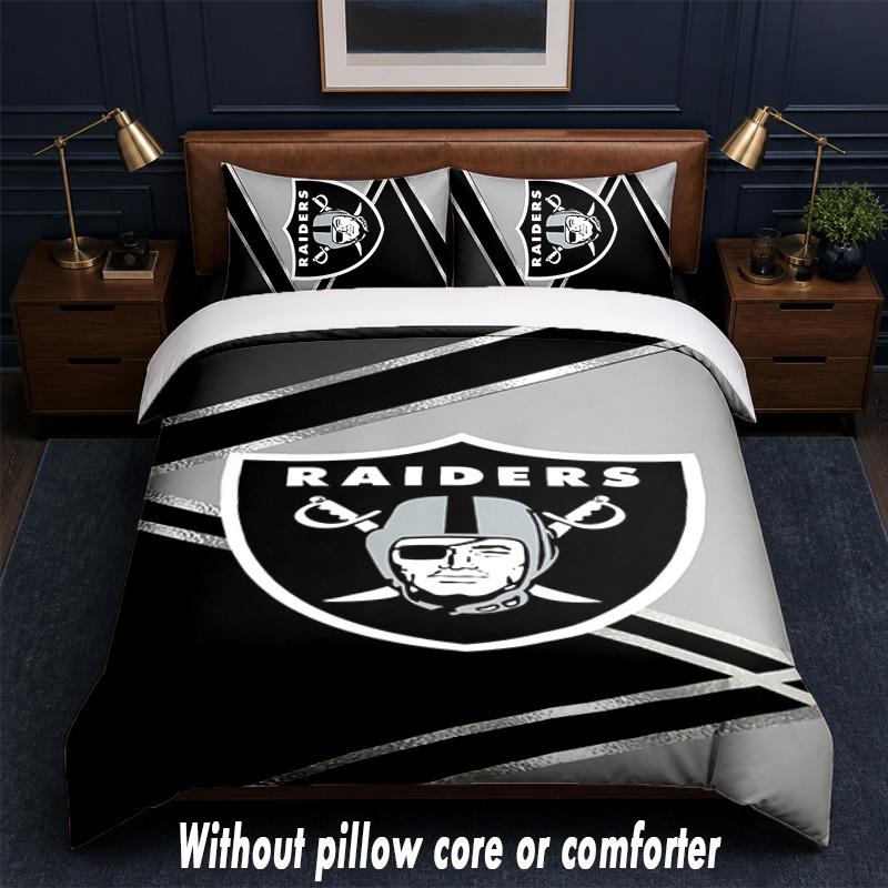 Las Vegas Raiders Design Bed Bedding Set 1 Duvet Cover + 2 Pillowcases Soft Breathable Household Bed Linens