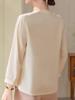Mom's Spring Style: New 2026 Chinese-Inspired Blouse for Middle-Aged & Elderly Women - Round Neck, Thin Fabric