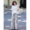 Summer Casual Irregular T-Shirt and High-Waisted Wide Leg Pant Set