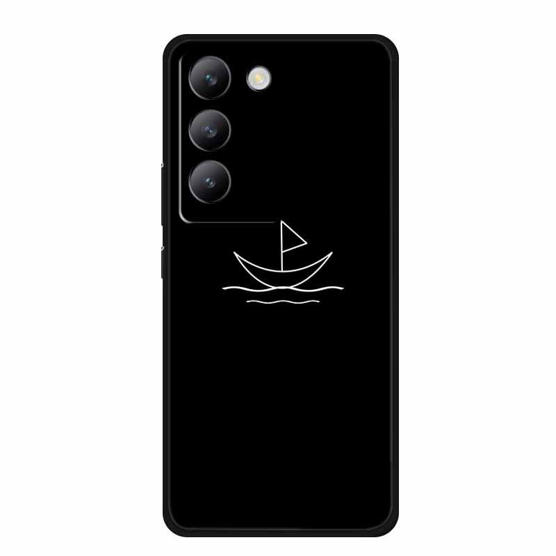 Capa de Celular Macia TPU Preta Vivo V40 SE - Design de Linha Simples