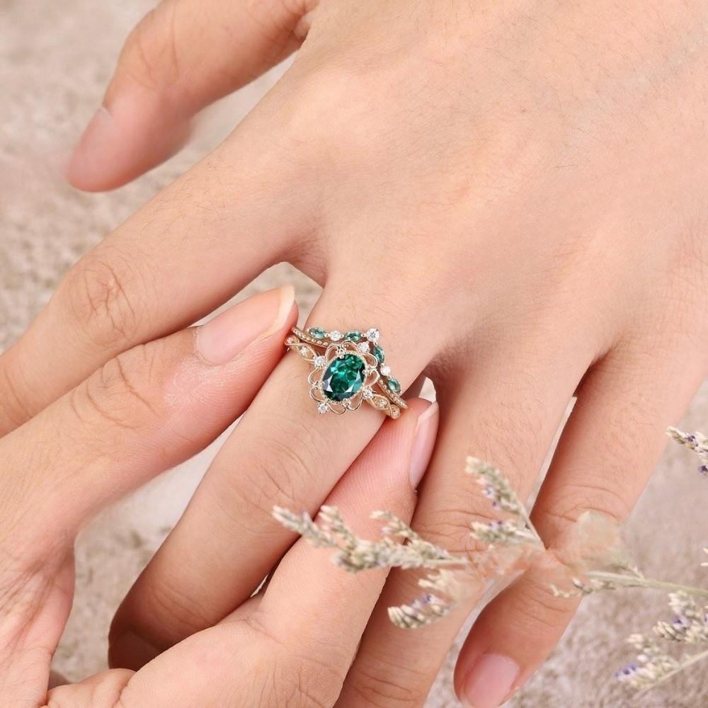Jewelry Accessories Rhinestone Rings Green Crystal Rings New Zircon Rings Women