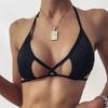 Damen S Krawatten-Halter-Bikini-Oberteil Einfarbige Sexy Strand-Badebekleidung