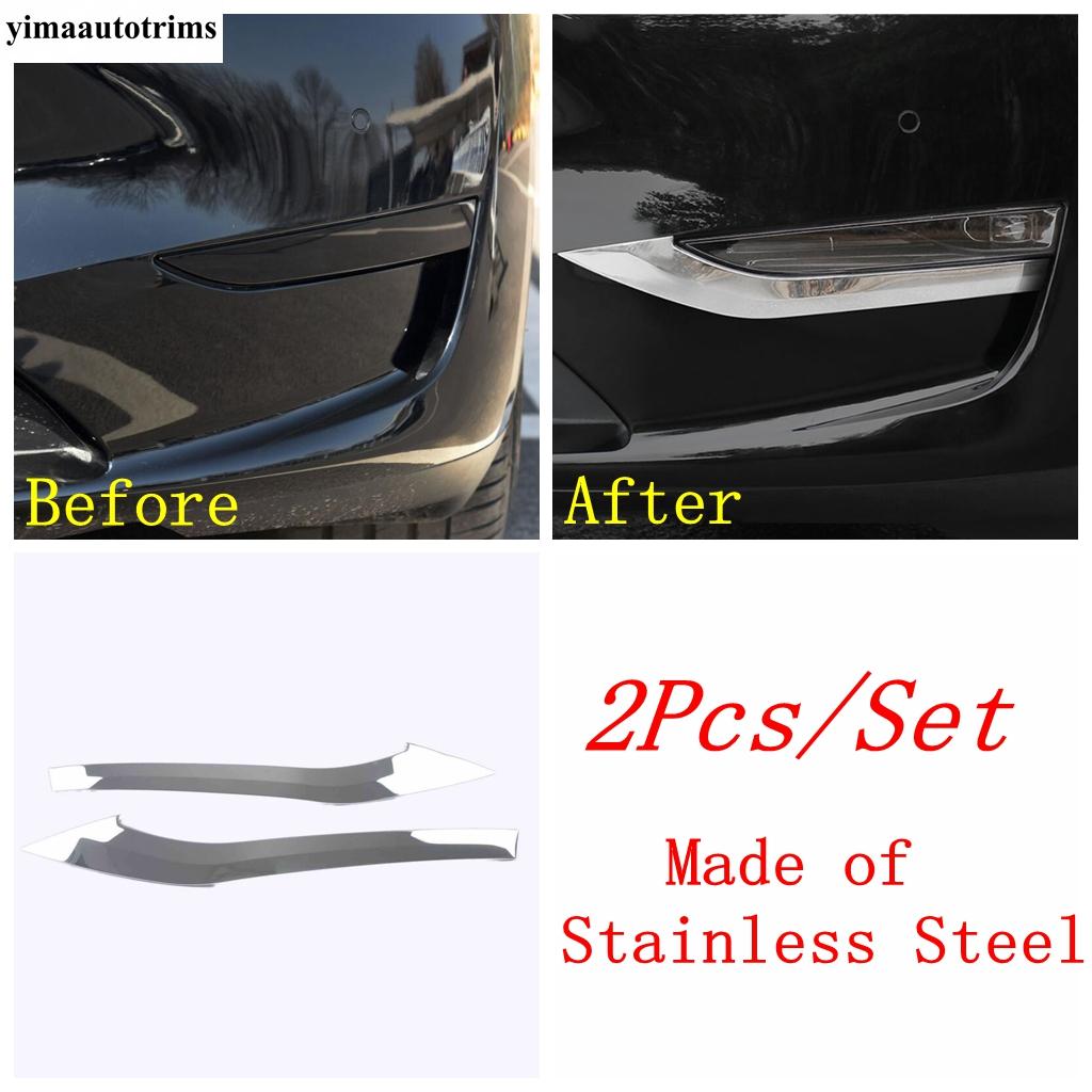 Front Rear Tail Bumper Fog Light Lamp Eyelid Eyebrow Strip Decor Cover Trim For Tesla Model Y  - 2024 Accessories Exterior