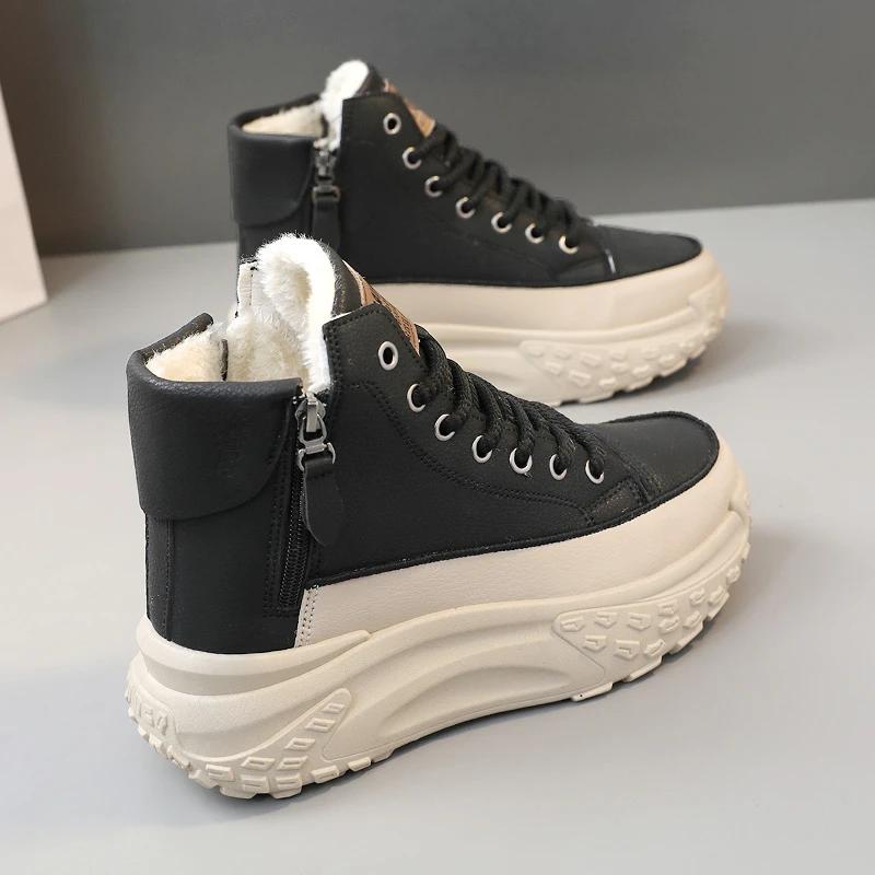 New Women's Warm Sports Shoes Fashion High Top Women's Boots Platform Plush Casual Shoes Outdoor Women's Running Shoes
